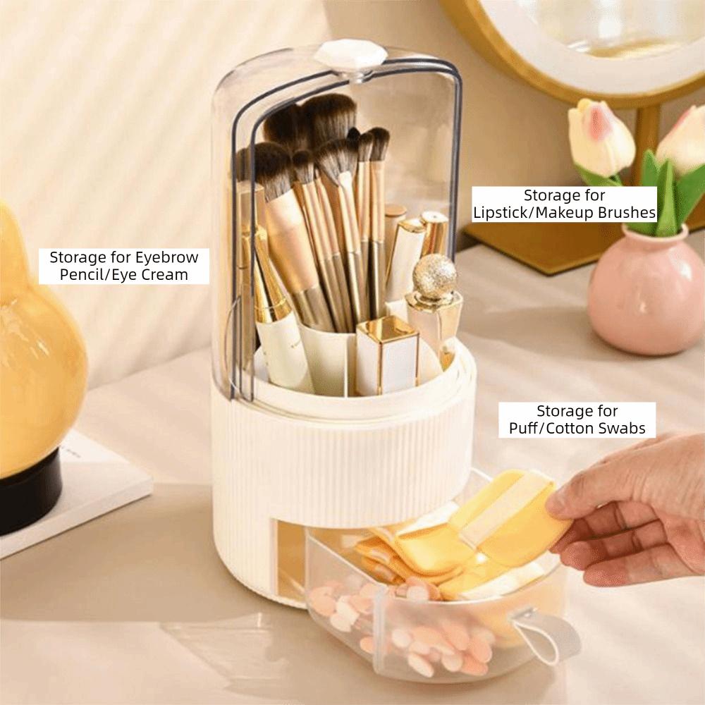Plastic 360° Rotating Makeup Brush Holder Large Capacity Lipstick Eyebrow Pencil Holder  Bathroom