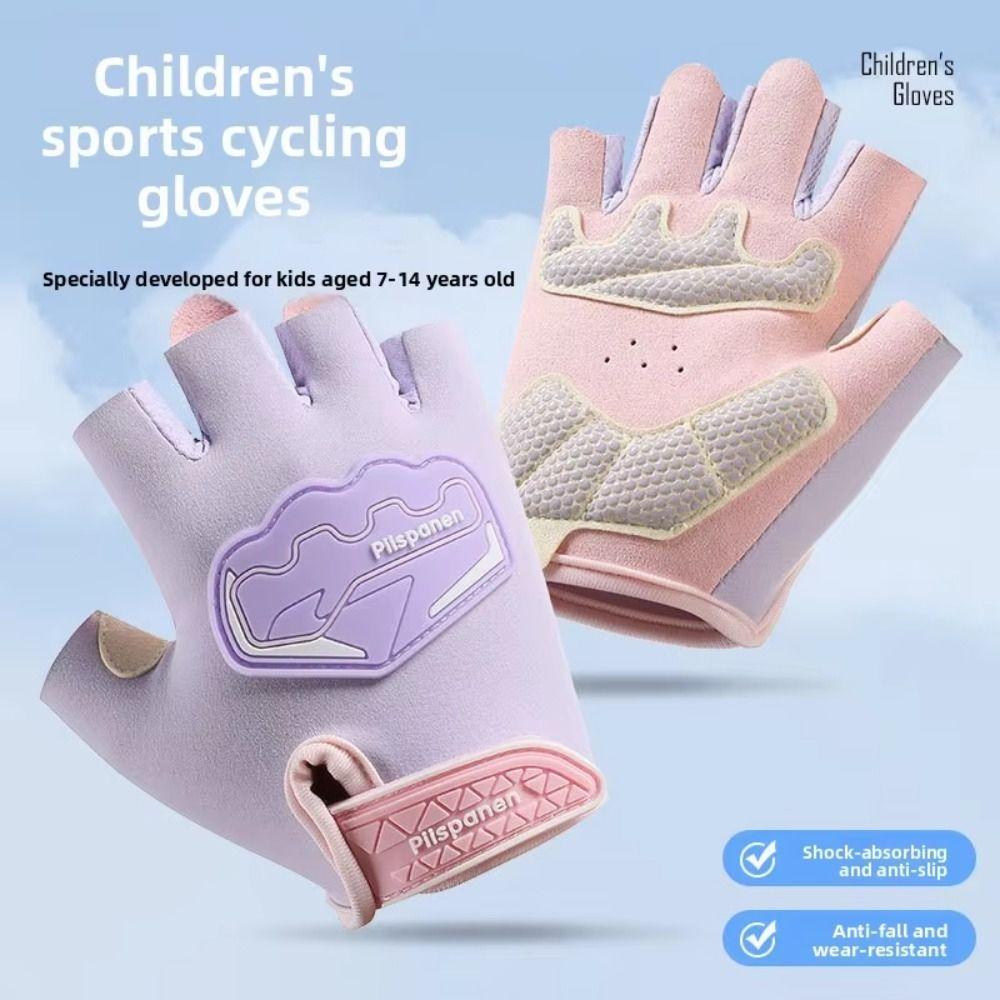 Rutschfeste Kinder-Halbfingerhandschuhe Stoßdämpfend Touchscreen Fahrradhandschuhe Atmungsaktiv Verschleißfest Halbfingerhandschuhe