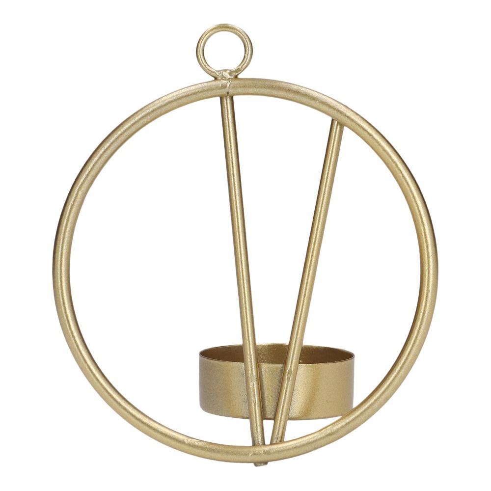 2pcs Iron Round Metal Candle Holder Golden Geometric Candle Sconce Living Room Decoration