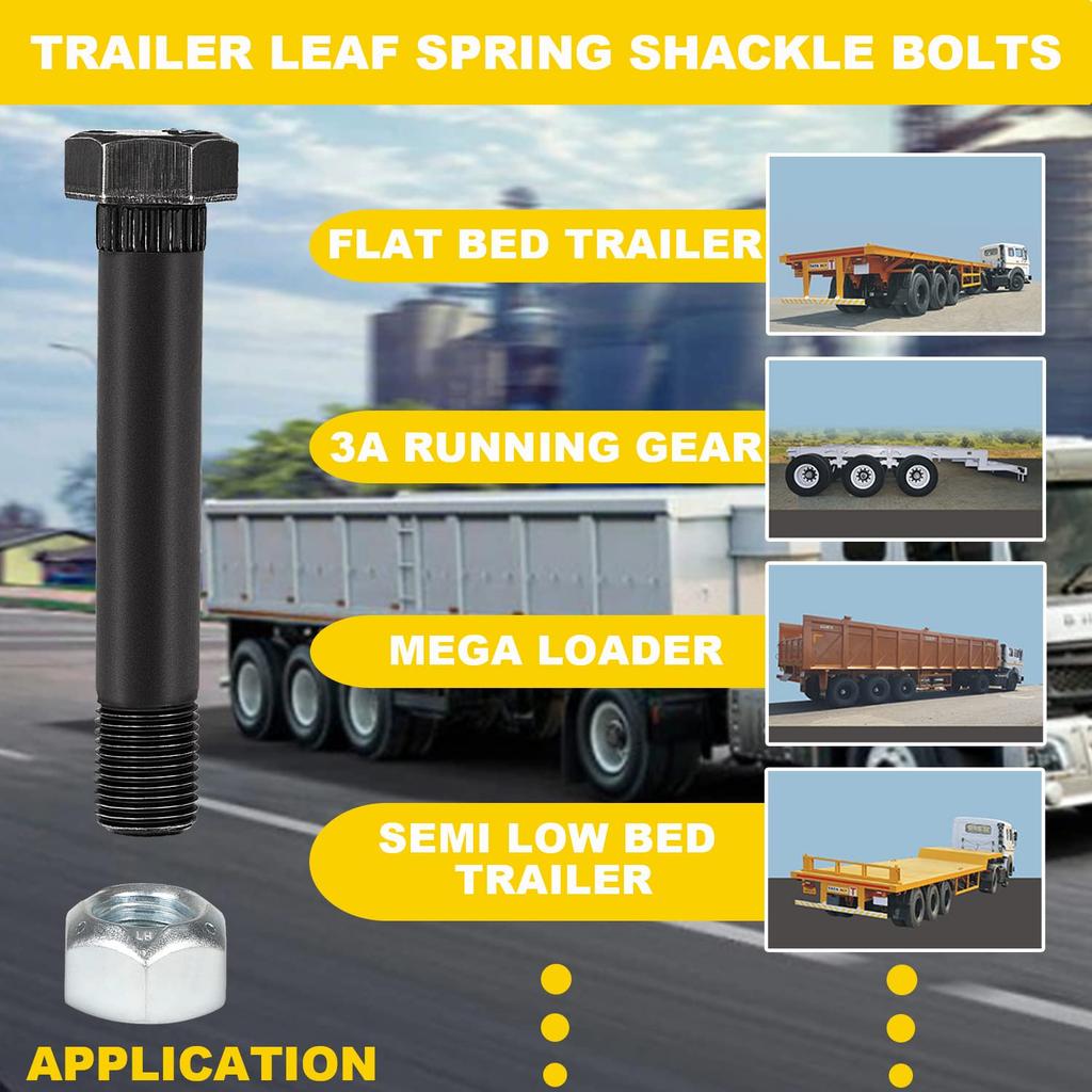 9/16" -18 X 3-1/2" Long With Nuts Trailer Leaf Spring Shackle Bolts 4-Pack 23011/23012