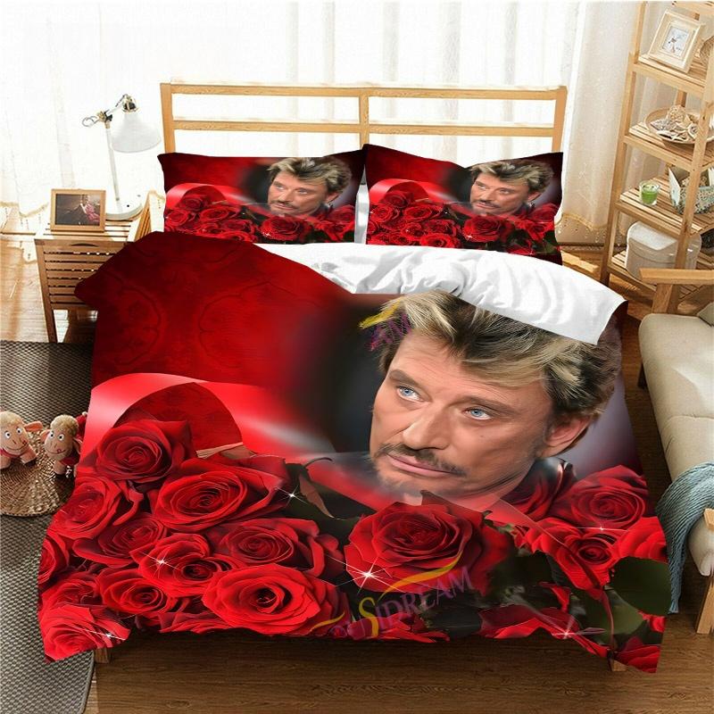 Francia Cantante Rock J-Johnny H-Hallyday Set Biancheria da Letto Singolo Twin Full Queen King Size Set Letto Adulto Bambino Camera da Letto Set Copripiumino