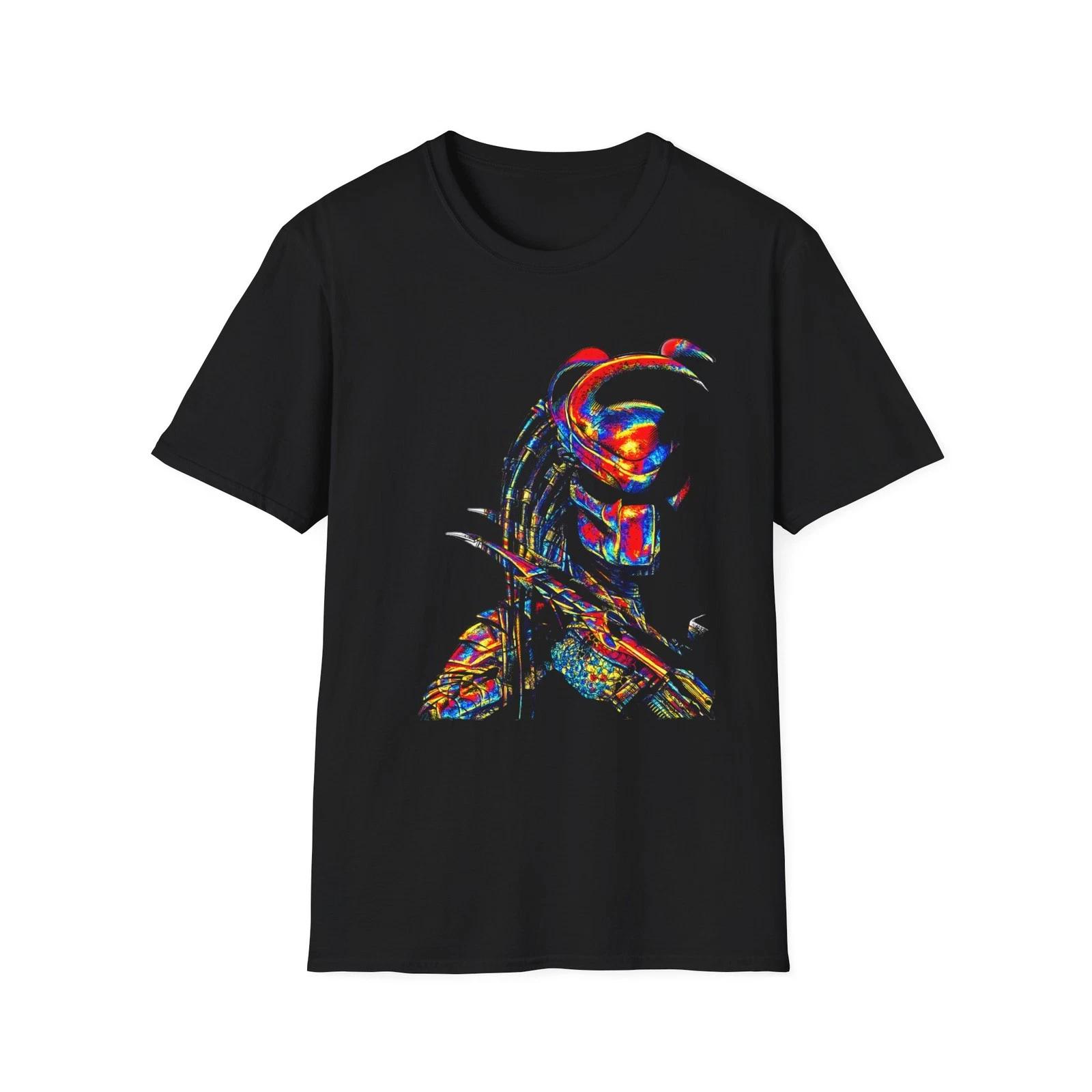 Colorful Predator heat vision T-Shirt | Neon Alien Hunter Art XL