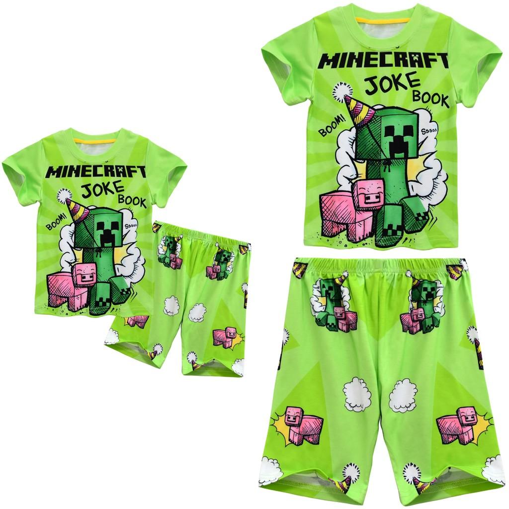 Minecraft Digital Print Kids Cartoon Pajama Set With Soft Fabric For Boys And Girls