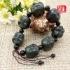 Certified Hetian Jade Double-Sided Buddha Head Prayer Beads Bracelet