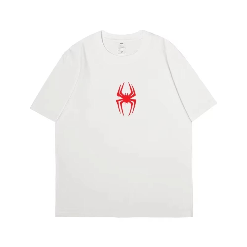 T-Shirt For Men's Women's Anime Loose Short Sleeve 100% Cotton Tops 2024 Summer European American Spider Man Crossover Universe