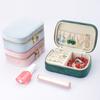 Zipper Closure Portable Jewelry Box Velvet Travel Jewelry Case  Jewelry Accessories