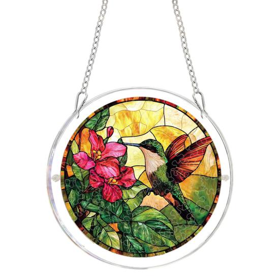 

Acrylic Puzzle Suncatcher, Stained Glass Style Window Hanging Sun Catcher Panel, DIY Puzzle Jigsaw Art for Garden Home Decor, Gifts for Women Men Mom 18cm U