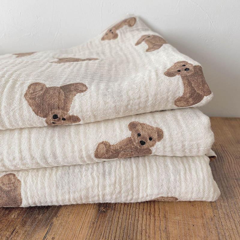 Bear Print Baby Blankets Newborn Muslin Cotton Gauze Swaddle Wrap Bedding Infant Girls Boys Sleeping Blanket Babies Accessories
