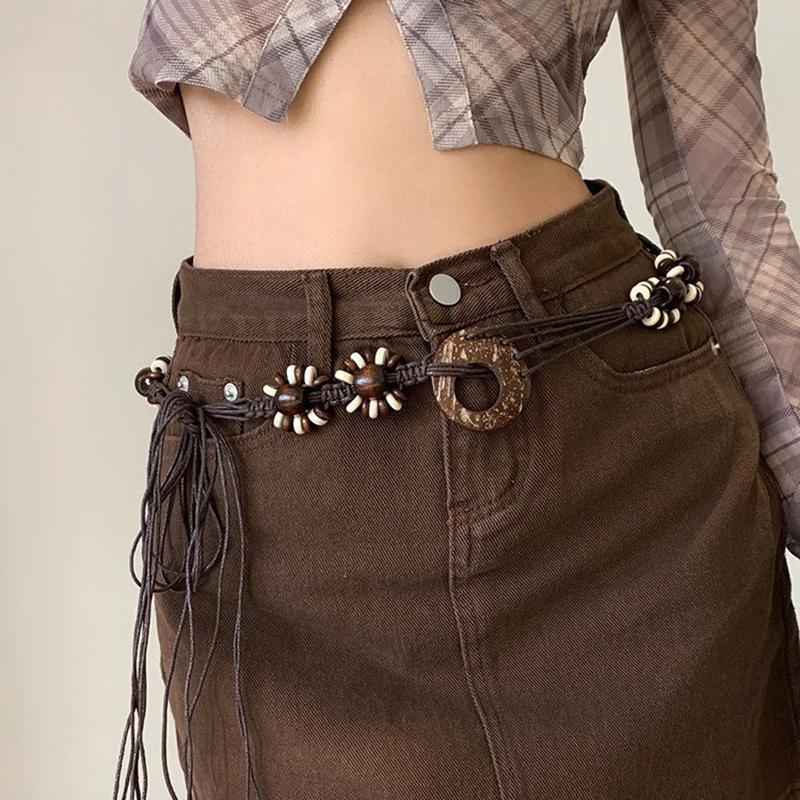 Vintage Ethnic Style Handwoven Waist Rope Women'S Dress Decorative Waist Chain Versatile Bohemian Y2K Belt