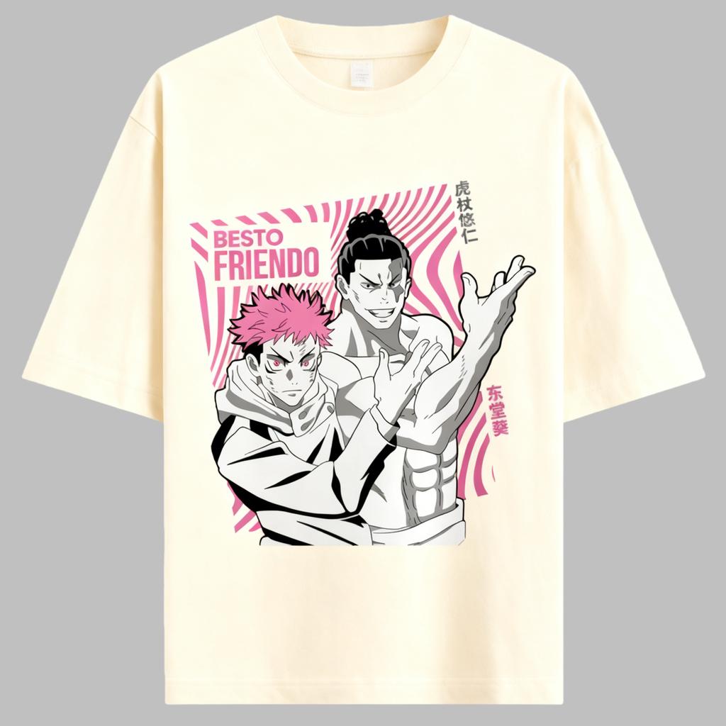 Jujutsu Kaisen Anime Itadori Yuji Printing Cotton Tshirt Men and Women Harajuku Casual Loose Summer Anime Peripheral Clothing