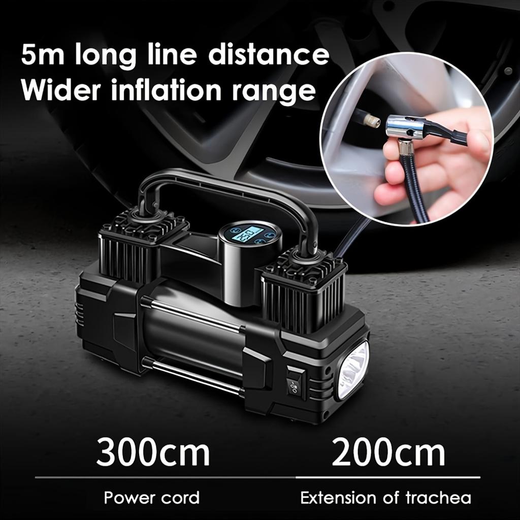 12V 150 PSI Air Compressor Tire Inflator Portable Powerful Dual Cylinder Air Pump, Used For Car Tires, Car Accessories, Automatic Tire Pump