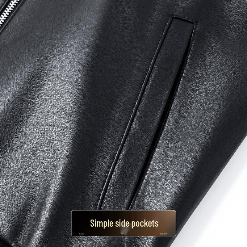 Fu Ting Men's Luxury Sheepskin Leather Baseball Jacket