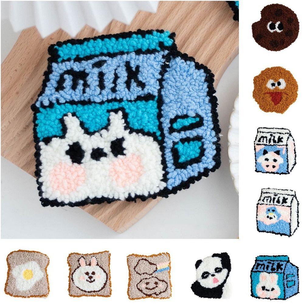 

DIY Cute Felting Coaster Cartoon Embroidery Coaster Material Set Crochet Coaster Craft Kit Gift Style 13