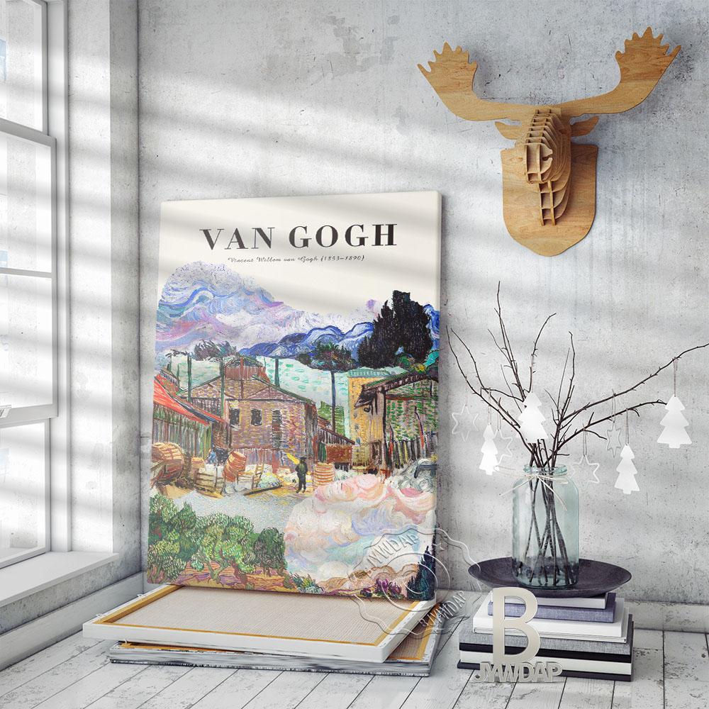 Van Gogh Exhibition Museum Poster Town Scenery Wall Picture Prints Art Canvas Painting Home Decor Wall Art No Frame