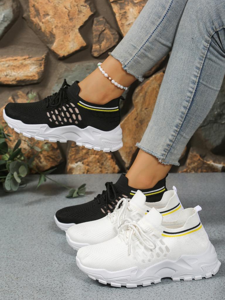 2025 Mesh-Leopardenmuster Lauf-Sneakers atmungsaktiv Damen bequem Plateau Mode Low-Top-Design Schnürschuhe Freizeitschuhe