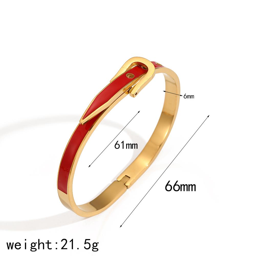 

Fashionable 18K Gold Stainless Steel Bracelet Hand Polishing Horseshoe Buckle Belt Open Bangle for Women красный