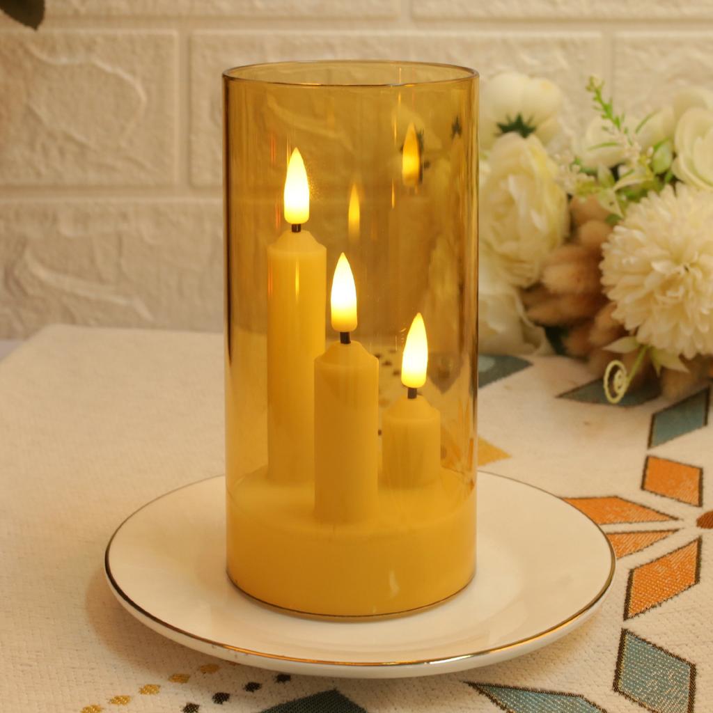 Flameless Candles Flickering LED Tealights Pillar Candle with Clear Cover Warm White Light for Festival Wedding Home Party Decor