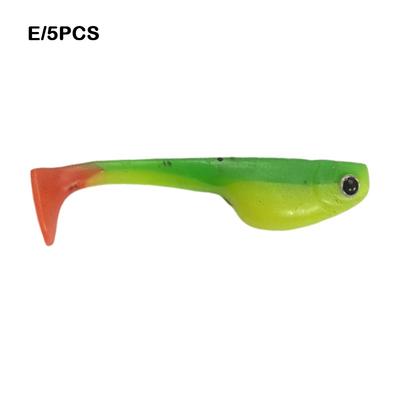 5 Stück 6 cm/2,36 Zoll Weicher Angelköder T-Schwanz-Design Bionischer Künstlicher T-Schwanzköder Weiches Material Schwimmend Weicher Köder Süßwasserfischen