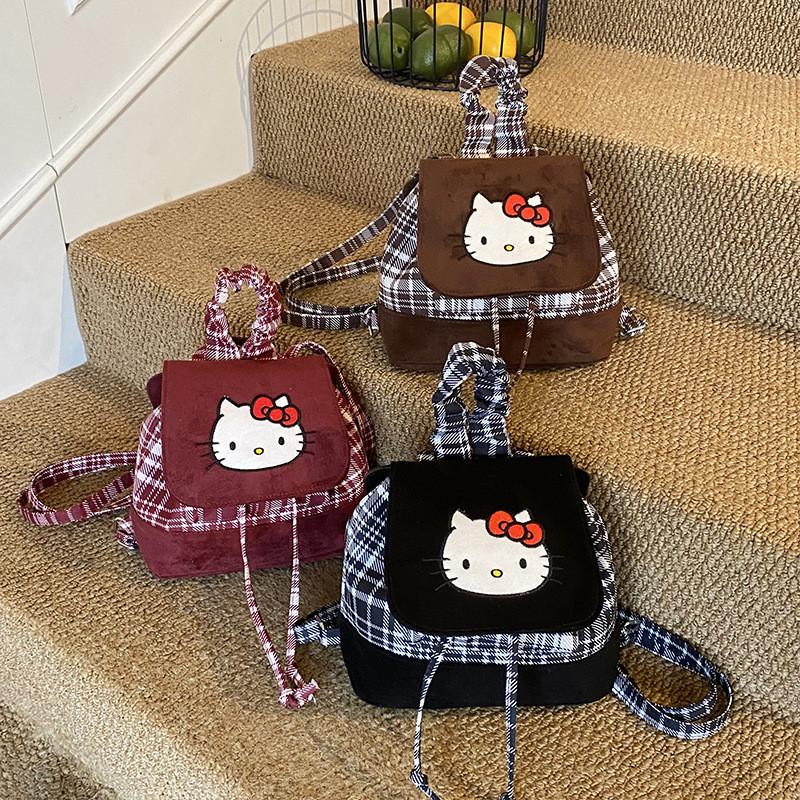 Hello Kitty Retro Pu Double Shoulder Backpack For Daily Commute And Travel