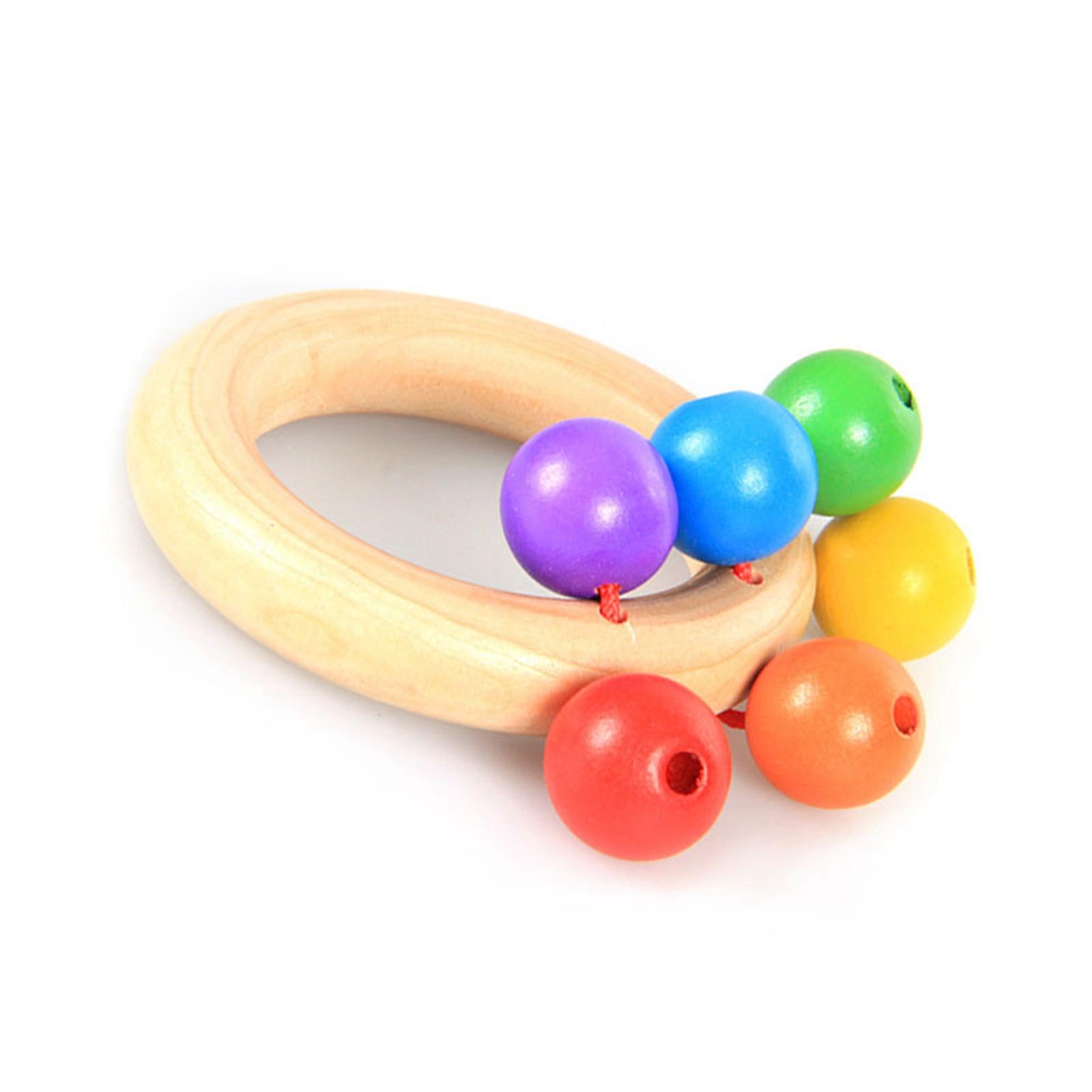 

Детская погремушка из массива дерева, красочная, милой формы, легко держать в руке, игрушка-погремушка для раннего развития, круглая