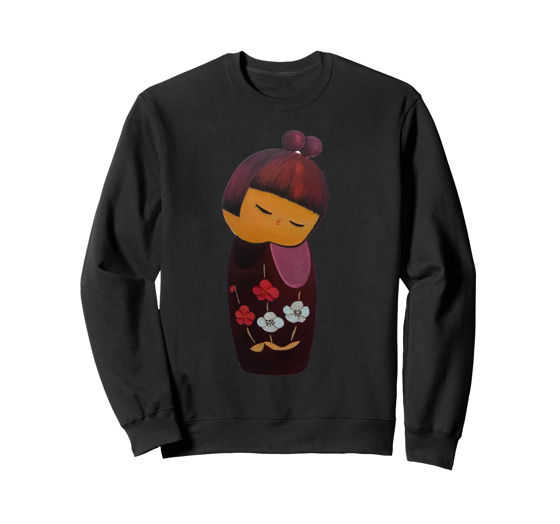 

Cute Japanese Kokeshi Doll Sweatshirt чёрный