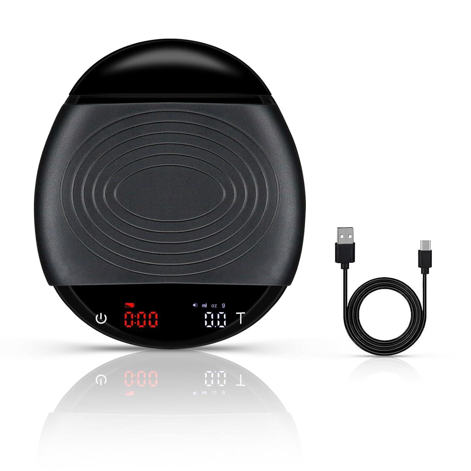 Intelligent hand brewed coffee electronic scale kitchen weighing automatic timing portable sensitive and stable чёрный