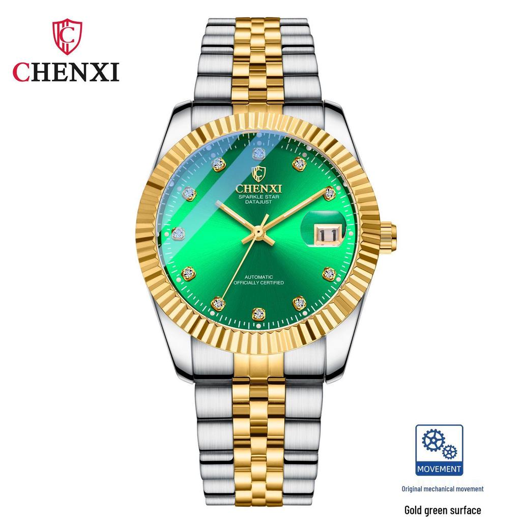 CHENXI Goldene Mechanische Uhr mit Stahlarmband - 8804A Modischer Trendsetter Business-Zeitmesser