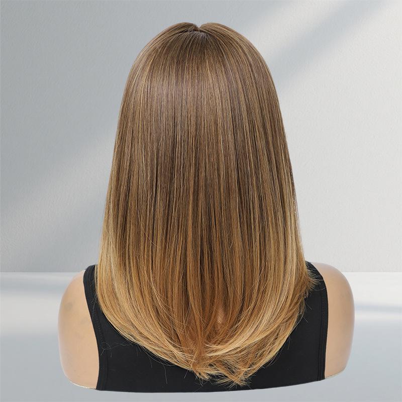 European-Style Eight-Character Bangs Layered Short Straight Hair Wig - Breathable, Machine-Made, Hot-Selling Chemical Fiber for Women