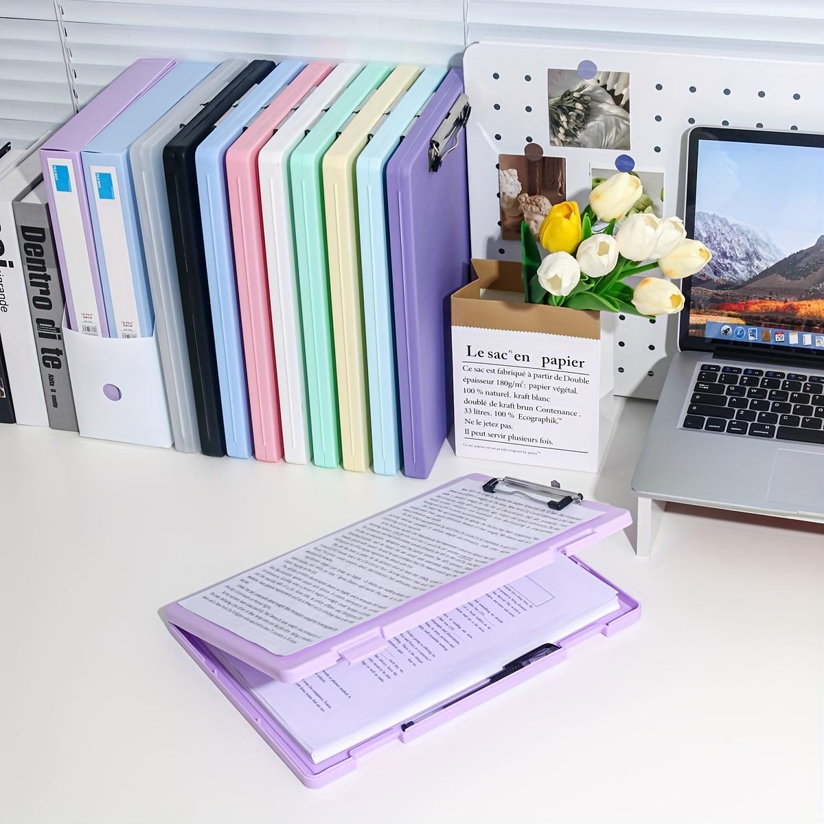 

Large Capacity A4 File Folder with Clip - Durable Plastic Storage Box for Test Papers, Multi-Function Office Organizer світло-фіолетового кольору