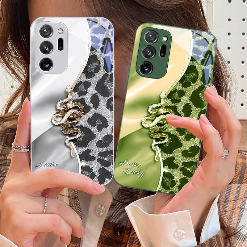 Gefleckte Schlange Rosa Für Samsung Galaxy Note 8 9 10 PRO 20 Ultra A01 02 03 Core 04E 4G 12 13 5G Gehärtetes Glas Handyhülle