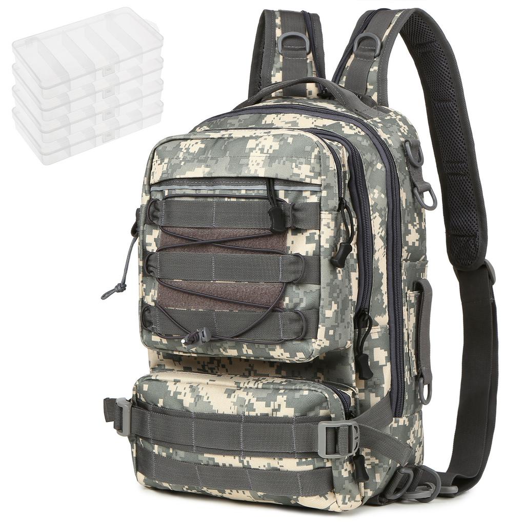 Fishing Tackle Backpack with 4 Trays Storage Bag Outdoor Shoulder Backpack Water-Resistant Fishing Gear Bags with 4 Tackle Box Fishing Gear Bag