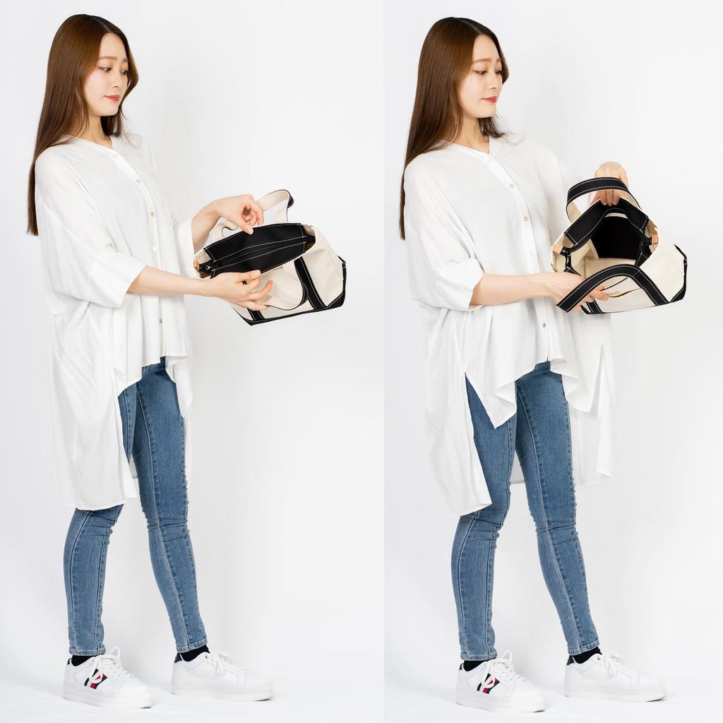 Iwafune Canvas Tote Canvas with Made In Made from Japanese Ship and Rock Basic Tote Bag, Bag, Small, Zipper, Women's, Japan, Canvas, (Black)