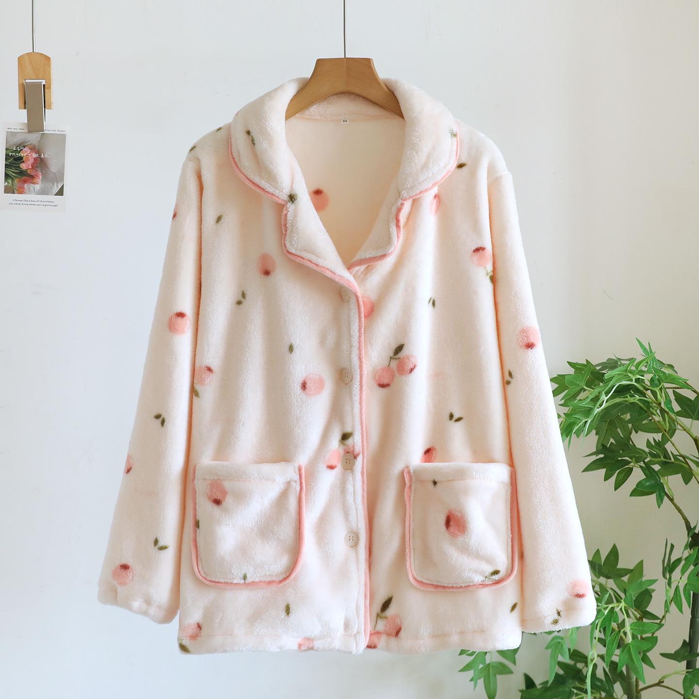 

Women s Flannel Thickened Long Sleeve Cardigan Pajama Top for Home or Outdoor Wear Medium