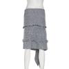 Women's Autumn Irregular Hem Knit Skirt - European & American Street Style with Pleated Design and Lace Details