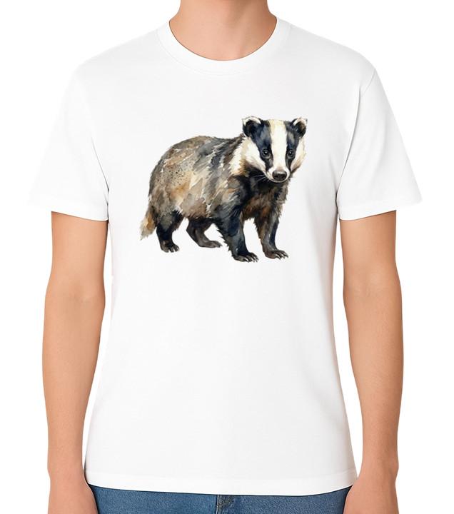 Badger T-Shirt Realistic Wildlife Animal Nature Graphic Unisex Tee S разноцветный