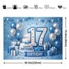 2D plane 17th birthday party banner background - Blue and white birthday theme yzb