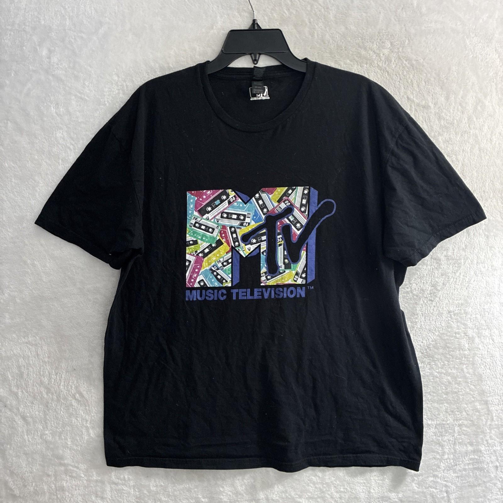MTV Mens T Shirt black Graphic XL Cotton Crew Neck Short Sleeve Pullover S разноцветный