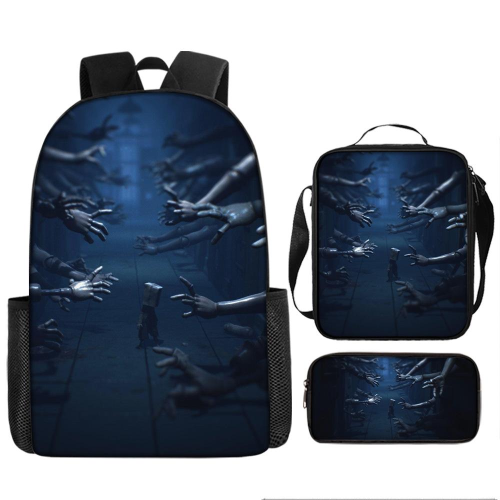 Luxury Popular Novelty Little Nightmares 3D Print 3pcs/Set pupil School Bags Laptop Daypack Backpack Lunch bag Pencil Case