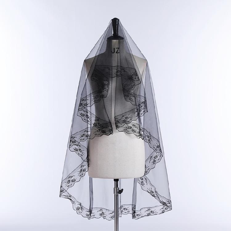 Dark Series Black Mesh Veil for Halloween Masquerade Party Bride Dress Up Wedding Veil for Parties Festival Props