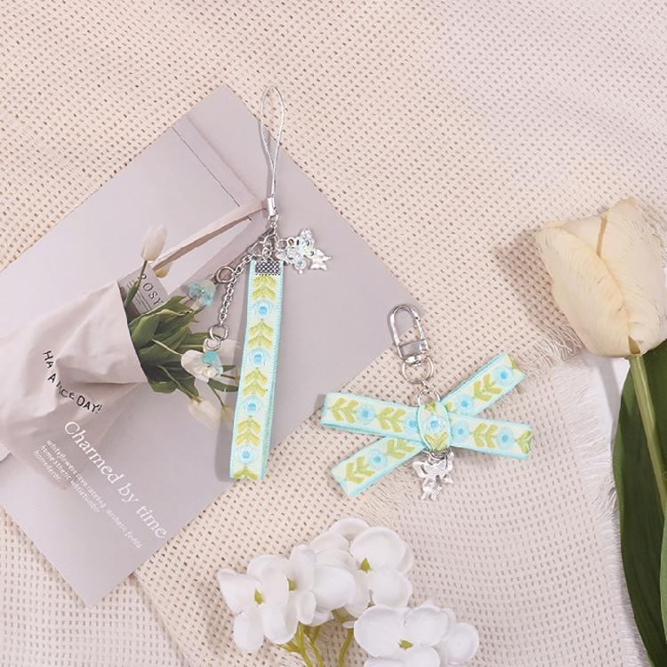 Fashionable Printed Ribbon Keychain Bag Ornament Portable Key Chain Bag Dangler