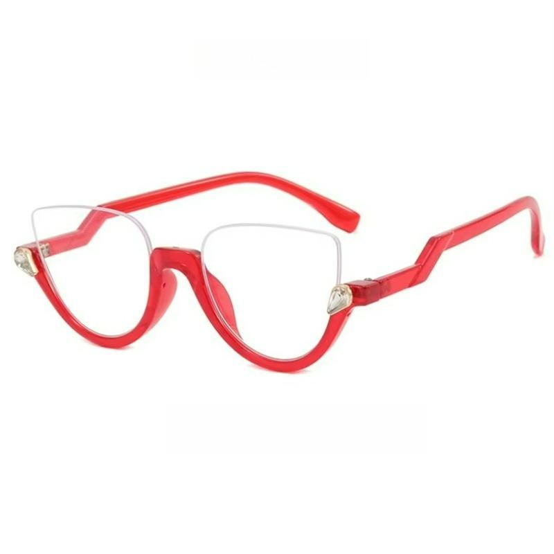 Halbrahmen Diamantbesetzte Katzenaugen Coole Personalisierte Damen Sonnenbrille Geeignet für Täglich Urlaub Shopping Accessoires