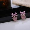 Sweet Purple Heart Dangle Earrings for Girls Rhinestone Love Heart Pendants Drop Earrings New Fashion Ear Zircon 2023 New Trend