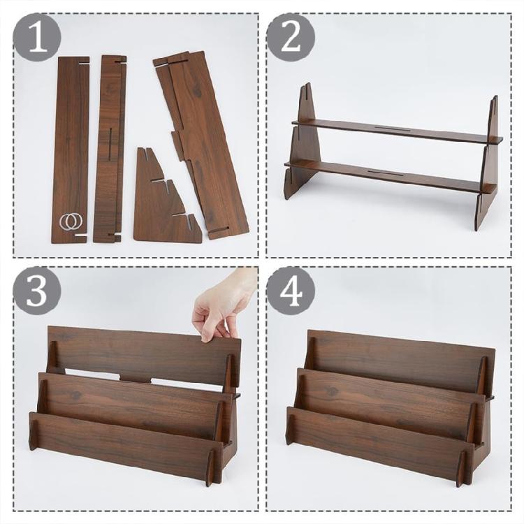 Space Saving Wood Card Holder With Tiers Shelves To Keep Your Desk Organized