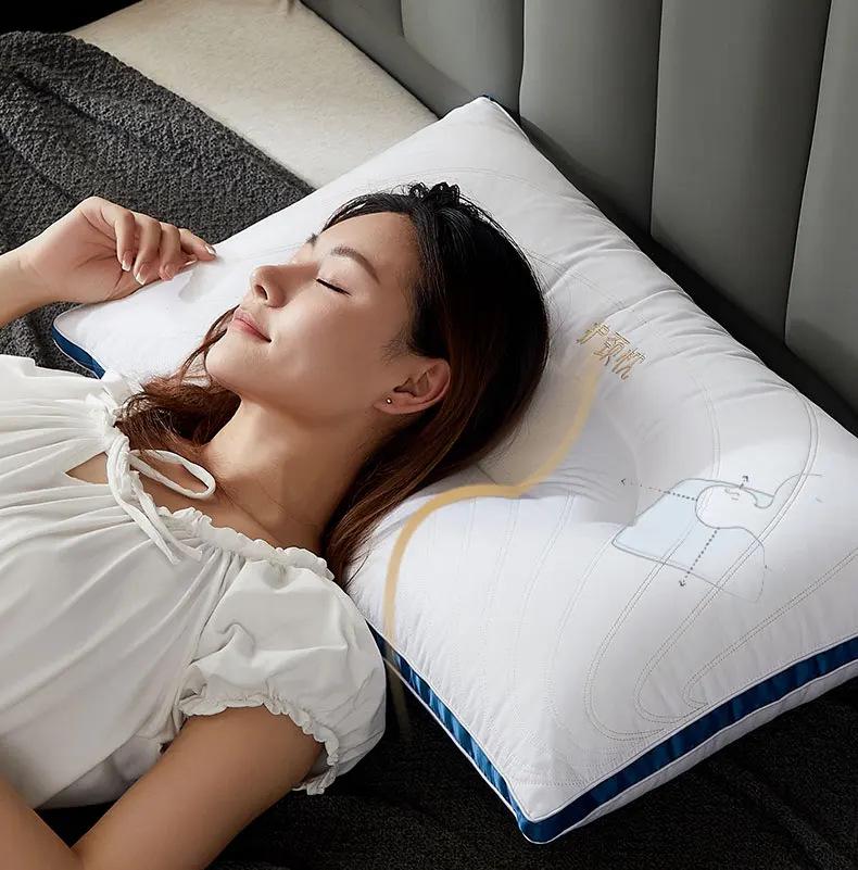 New All-Cotton Embroidery Neck Support Pillow - Five-Star Hotel Quality, Cervical Spine Sleep Aid