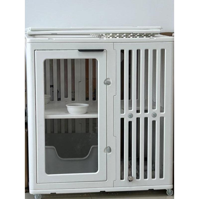 Indoor Cat Villa Cage Cabinet with Wheels Litter Box Space Multifunctional Cat House Space-Saving Large Plastic Cats House белый
