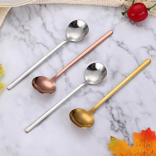 KXLCGYK Ensemble de 5 pièces de cuillères à thé et à café de 13,5 cm, Acier inoxydable 18-8, Passe au lave-vaisselle, Comprend une cuillère à cocktail, une cuillère à thé et une cuillère à dessert, Styl