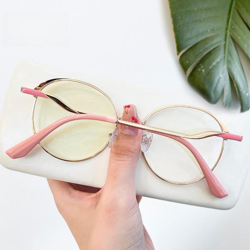 EYORA Fashion Metal Round Full Rim Reading Glasses Anti Blue Ray Myopia and Hyperopia Photochromic Prescription Eyewear Lens