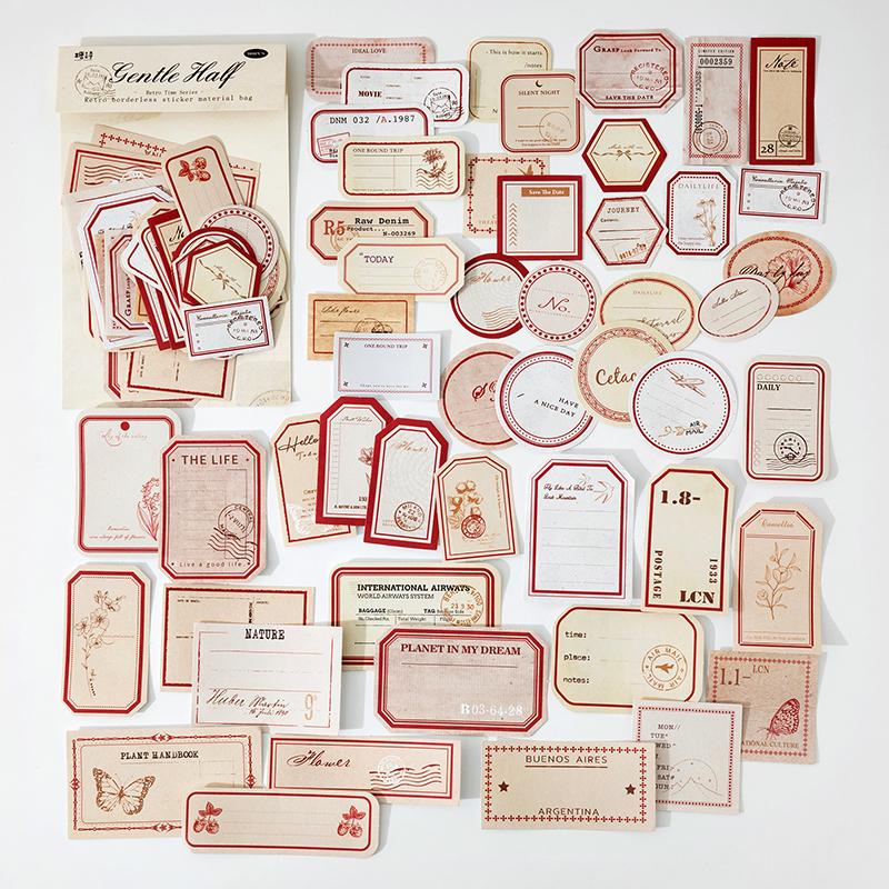 50 Stück/Packung Vintage Etiketten Aufkleber beschreibbar Dekoratives Tagebuch Album Klebend DIY Aufkleber für Scrapbooking Junk Journal Zubehör
