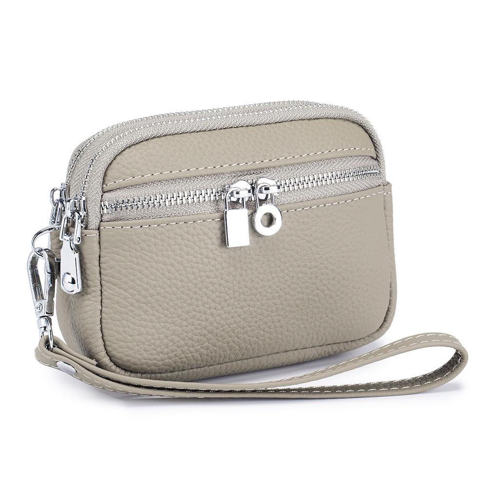 Women's Multifunctional PU Leather Double Zipper Small Wallet and Coin Purse