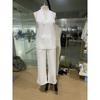Completo Due Pezzi Estivo da Donna Senza Maniche con Spalle Cadenti Ampio, Pantaloni a Gamba Larga Casual, Outfit alla Moda